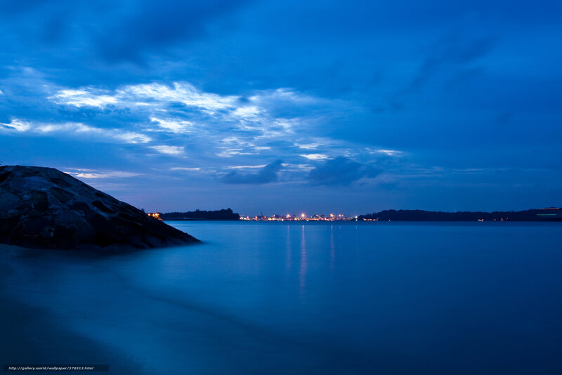 Blue twilight over the sea