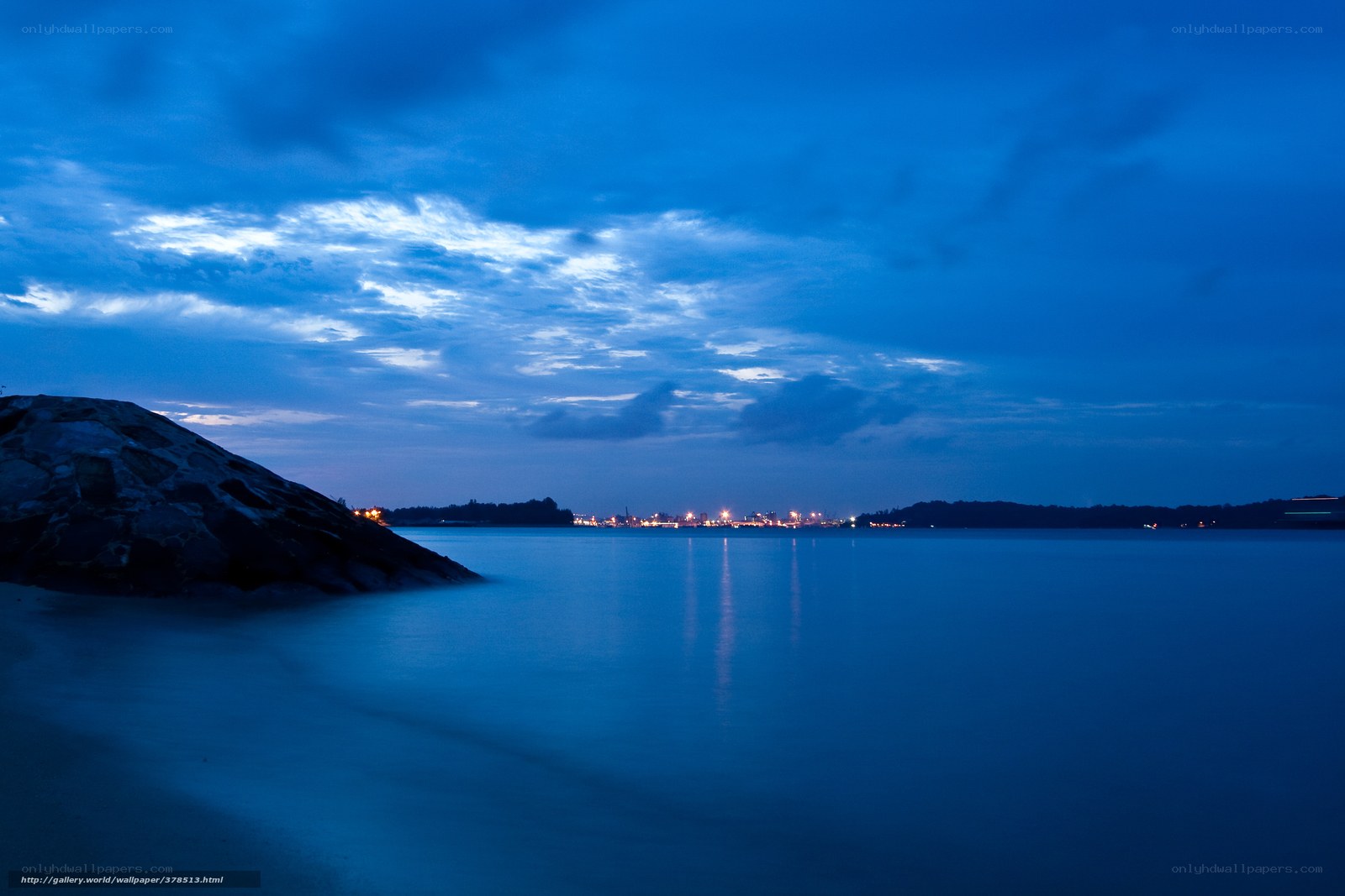 Blue twilight over the sea