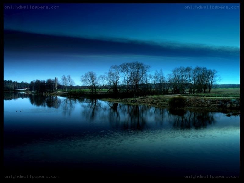 Blue twilight river scene