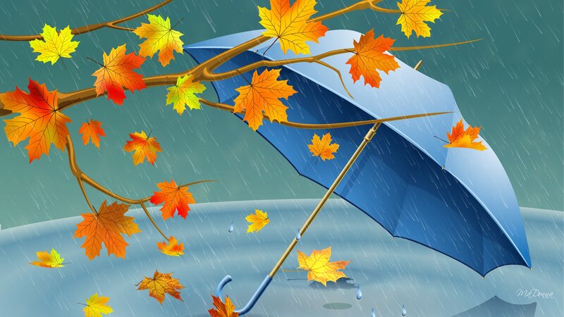 Blue Umbrella in Rain — Calm