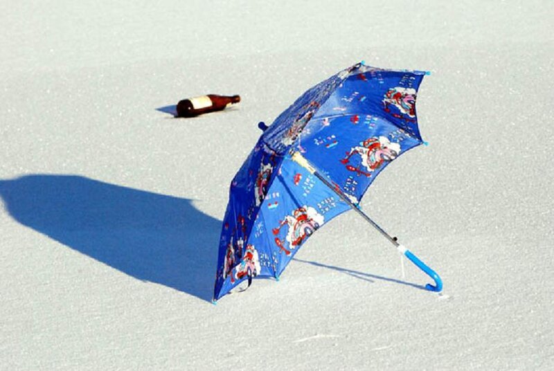Blue Umbrella in Snow — Desolate