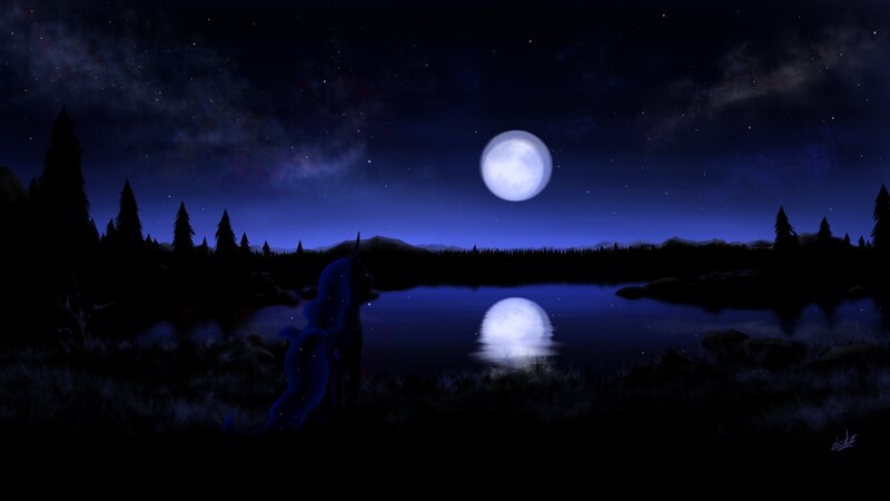 Blue Unicorn by Lake