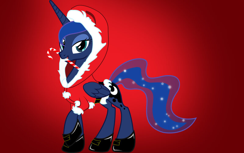 Blue Unicorn in Santa Suit