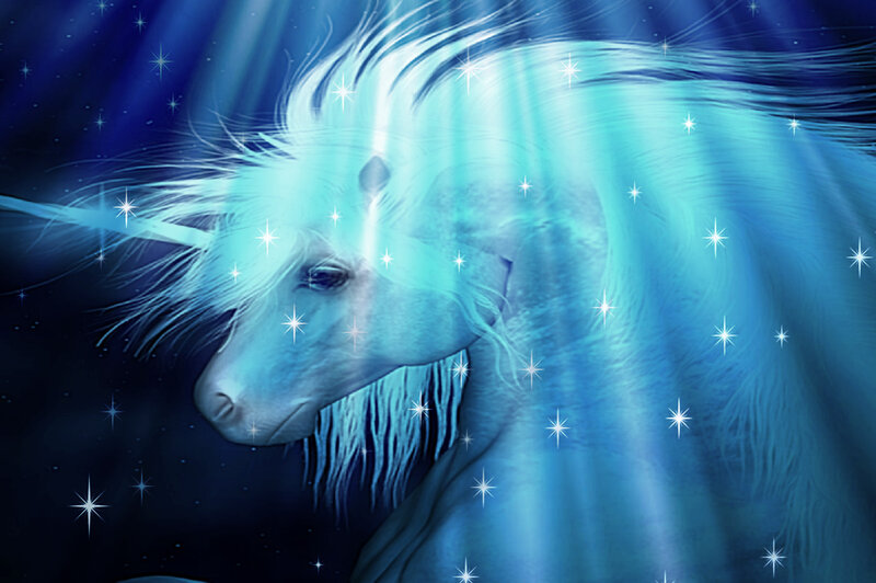 Blue Unicorn in Stars