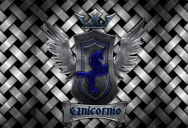 Blue Unicorn on Shield