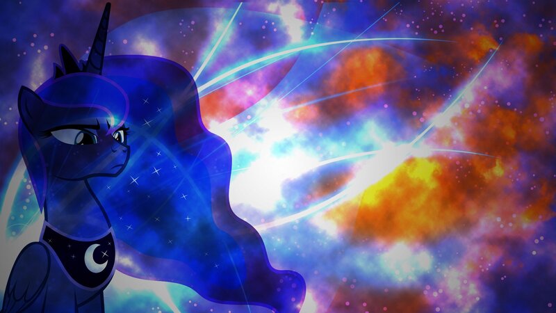 Blue Unicorn Pony — Dramatic, Night, Digital Art, Galaxy