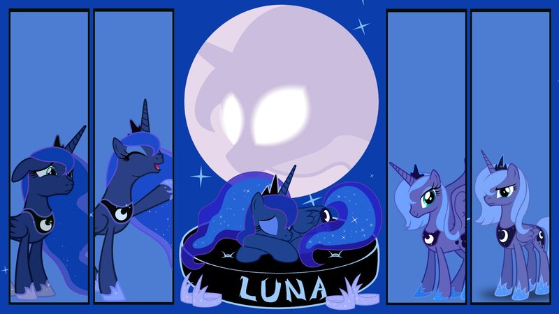 Blue Unicorn Pony — Dramatic, Night, Digital Art, Moon, Stars