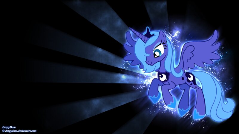 Blue Unicorn Pony — Dramatic, Night, Digital Art, Wings, Crown