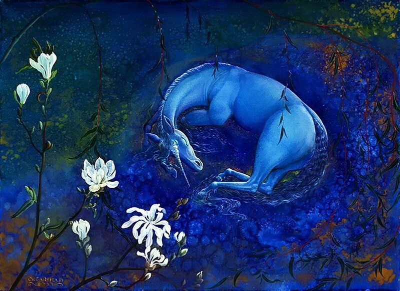 Blue Unicorn Sleeping