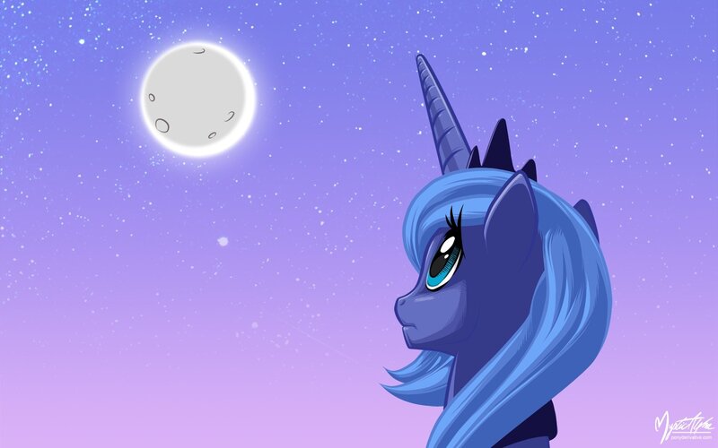 blue unicorn under moonlight