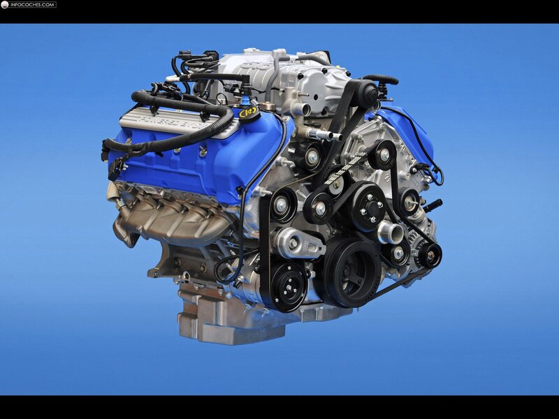 Blue V8 engine