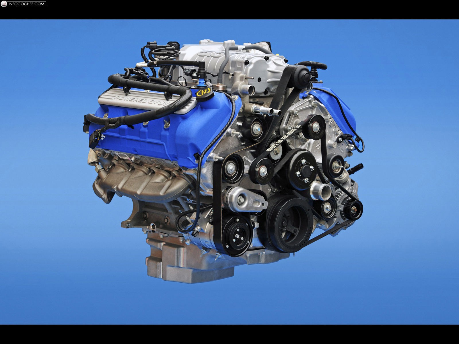 Blue V8 engine