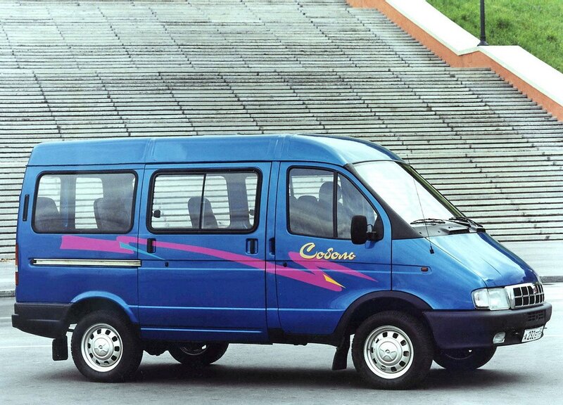 Blue van with decorative stripes