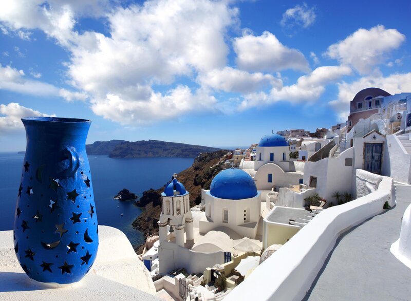Blue Vase on Balcony