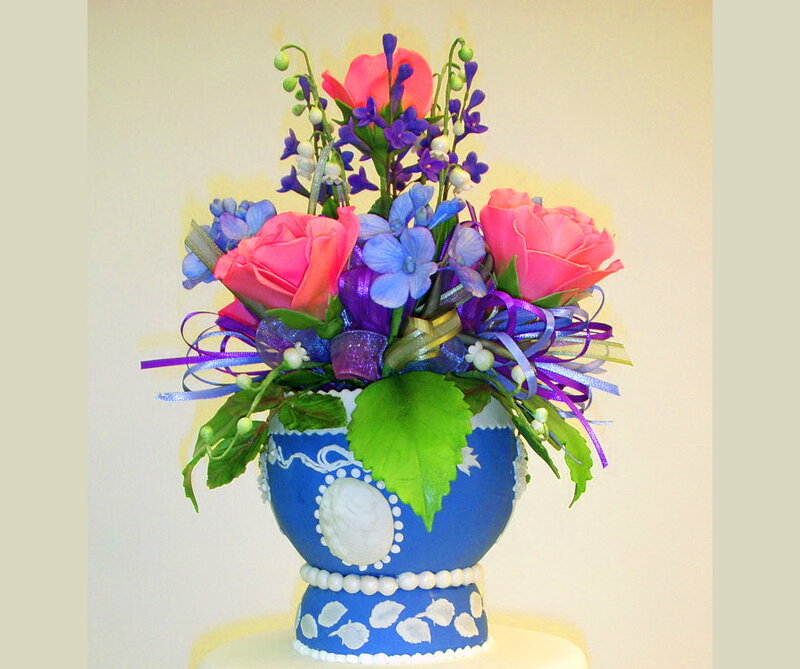 Blue Vase with Flowers — Festive