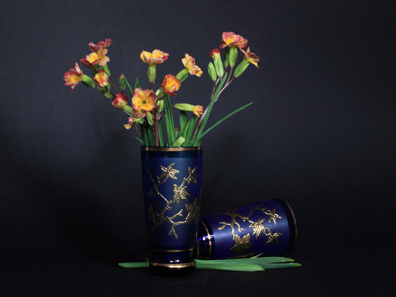 Blue Vases with Flowers