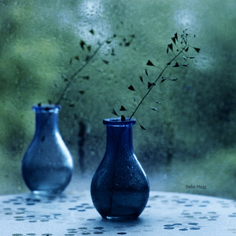 Blue Vases with Stems