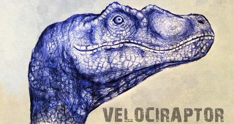 Blue Velociraptor Head
