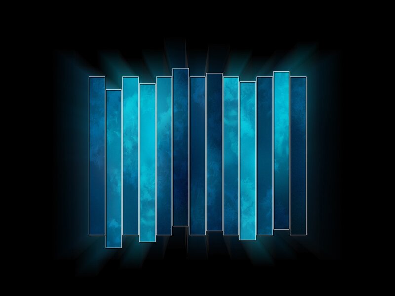 blue vertical bars on black