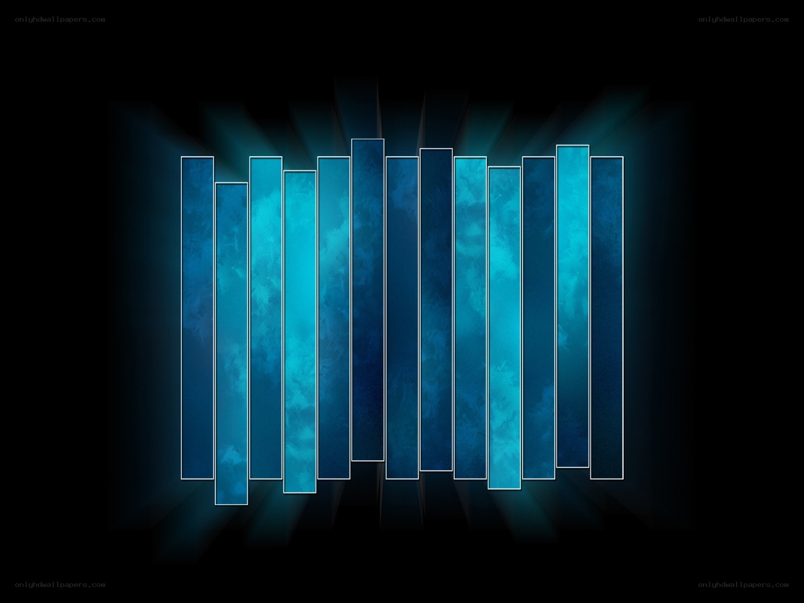 blue vertical bars on black
