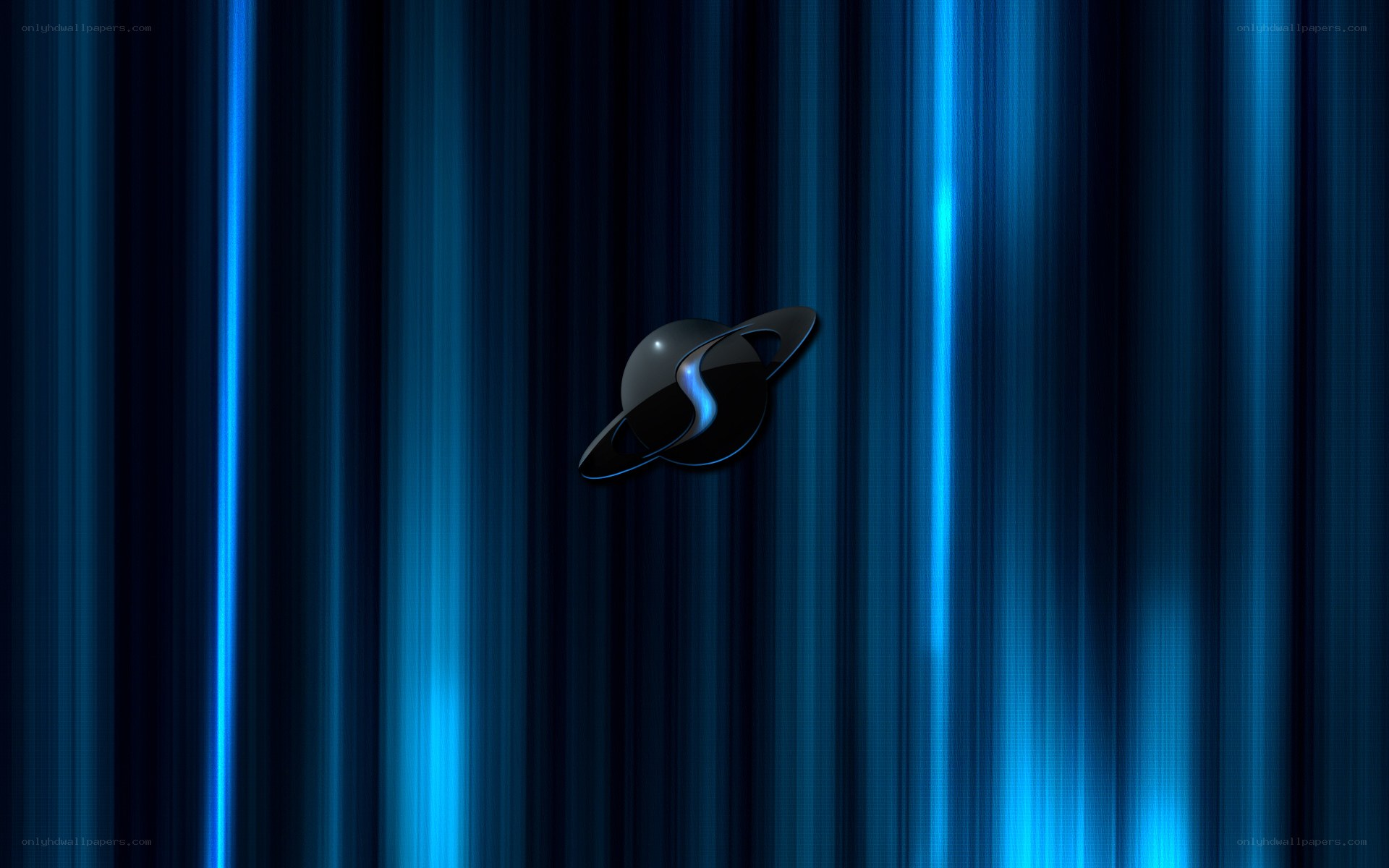 blue vertical stripes with planet logo