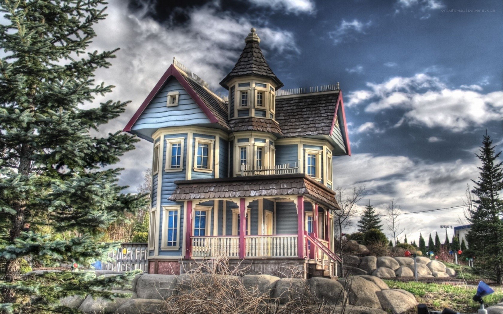 blue Victorian-style house