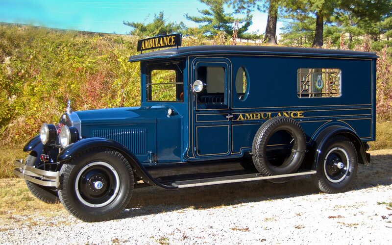 Blue Vintage Ambulance