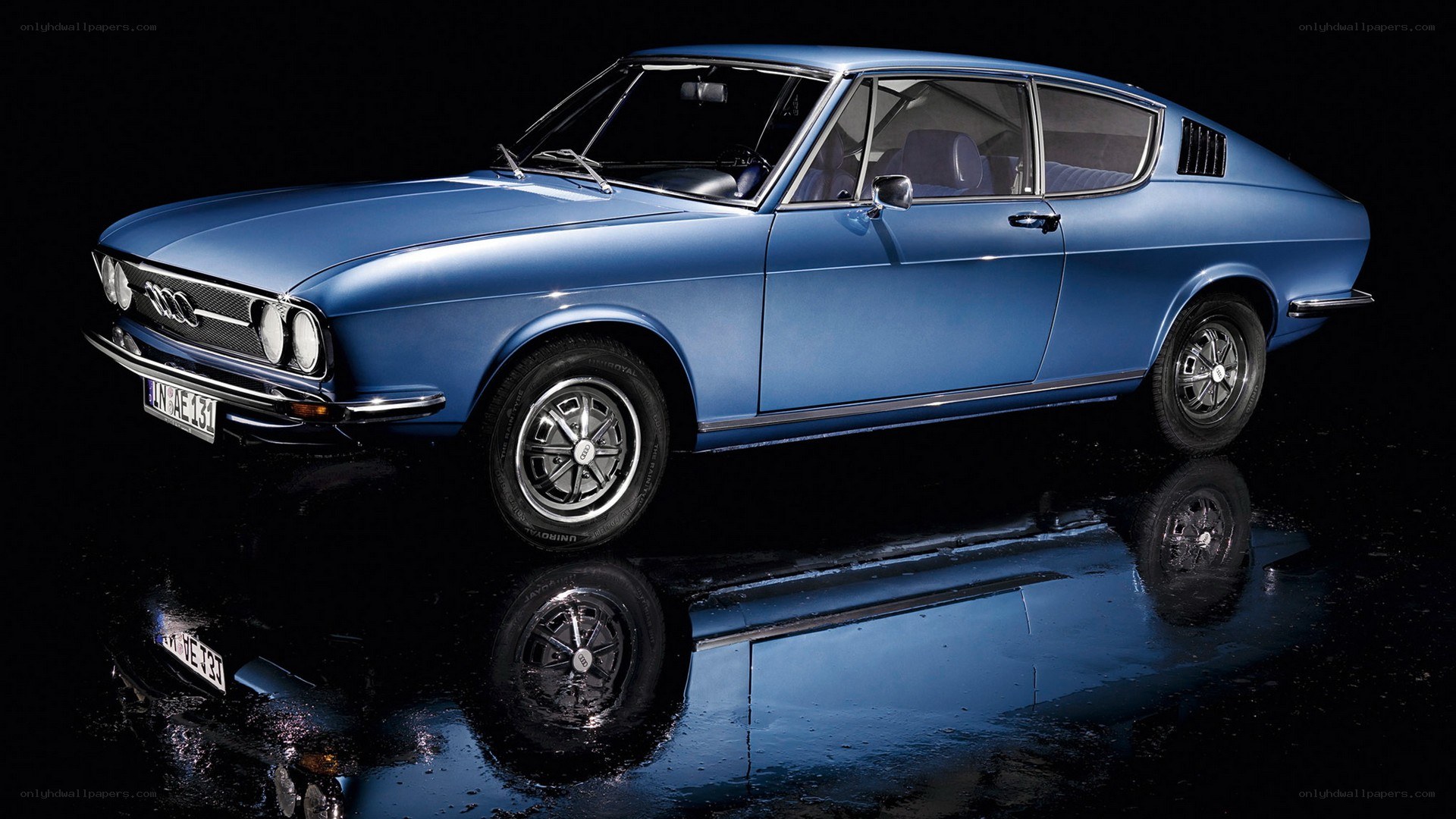 Blue vintage Audi coupe