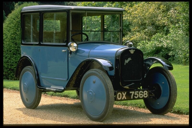 Blue vintage Austin car