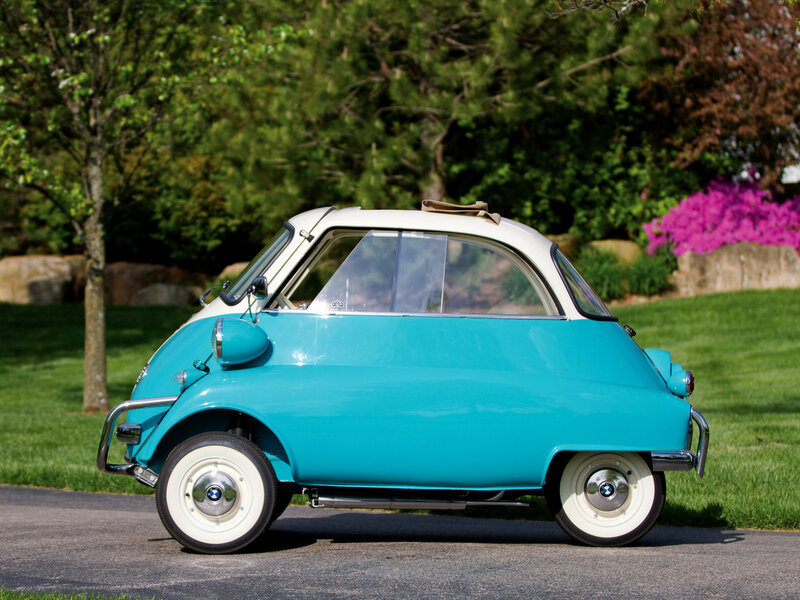 Blue vintage BMW Isetta