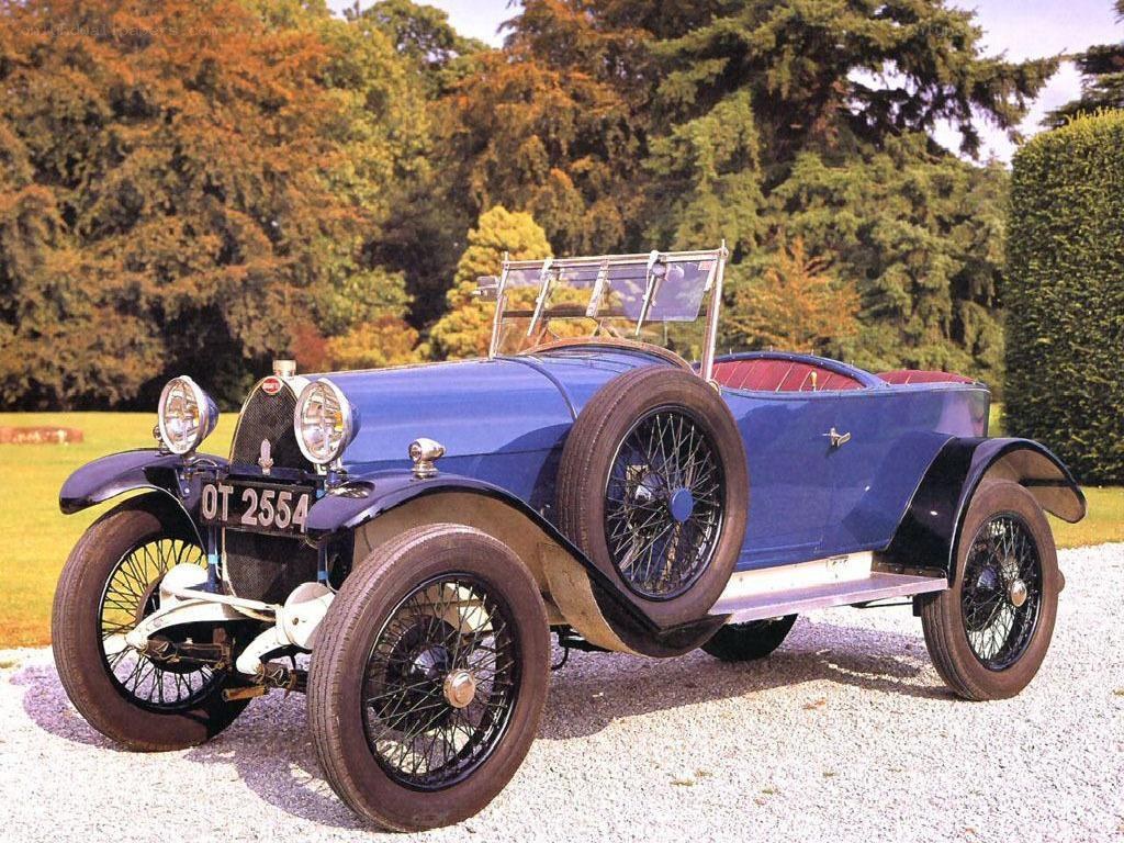 Blue vintage Bugatti car