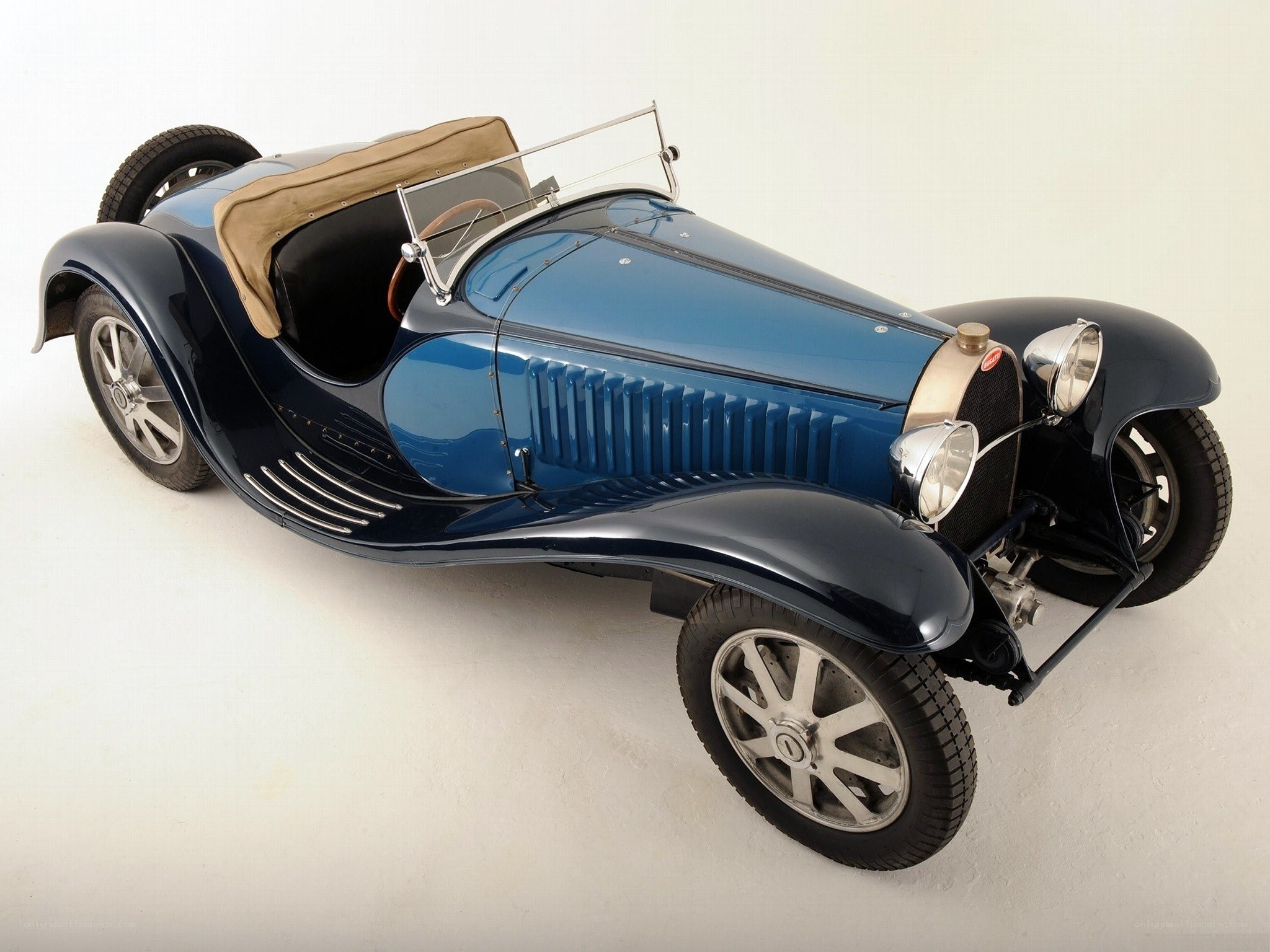 Blue vintage Bugatti roadster