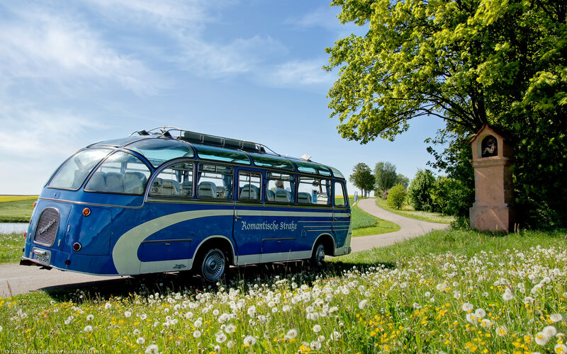 Blue Vintage Bus