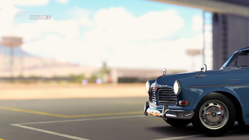 Blue Vintage Car — Calm, Afternoon, 3d Render, Road