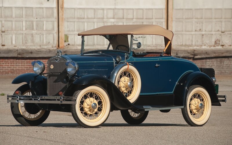Blue Vintage Car — Calm, Afternoon, Photograph, Tire