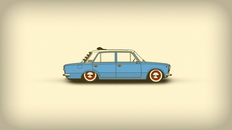 Blue Vintage Car — Calm, Illustration