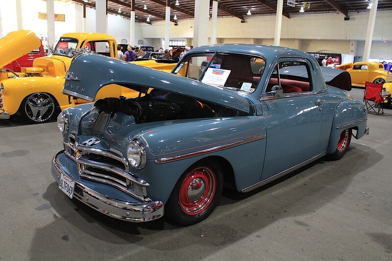 Blue Vintage Car — Calm, Photograph, Yellow Truck