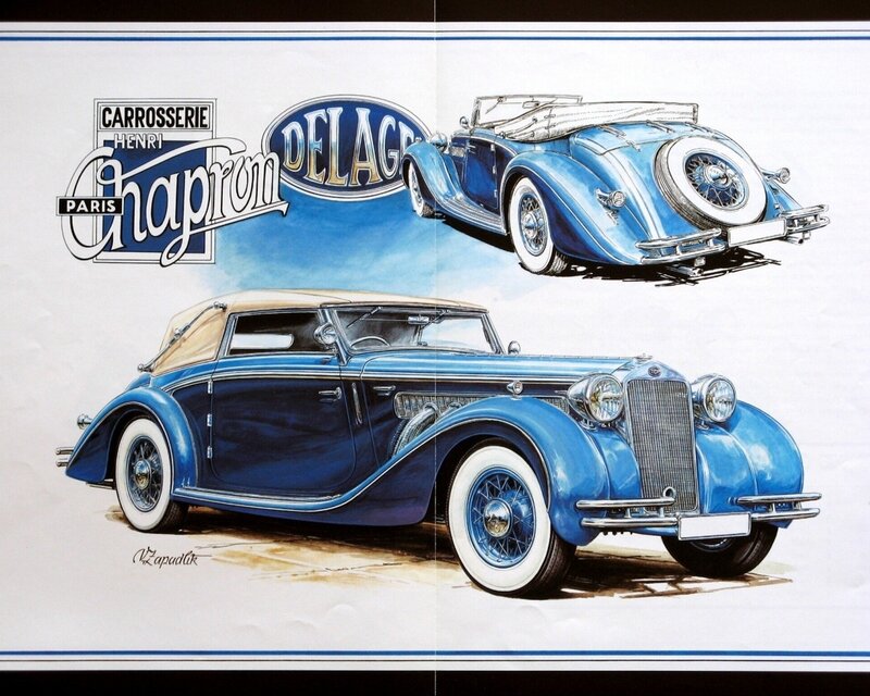 Blue Vintage Car — Classic, Illustration