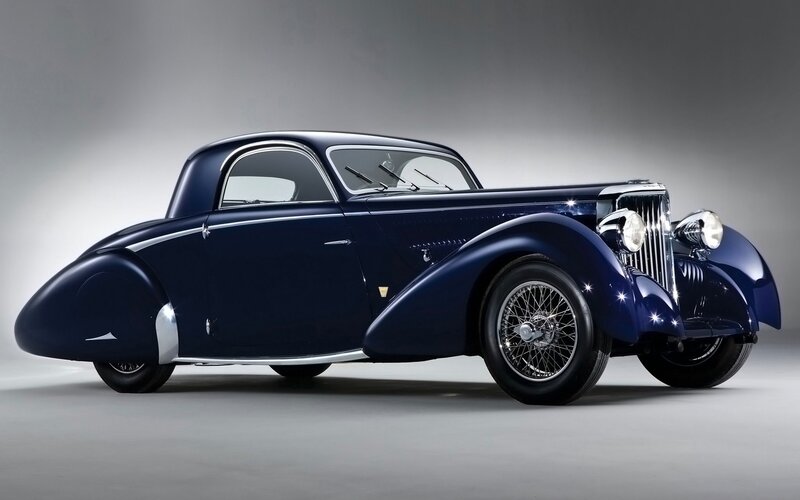 Blue Vintage Car — Dramatic, Photograph, Headlights, Wheels