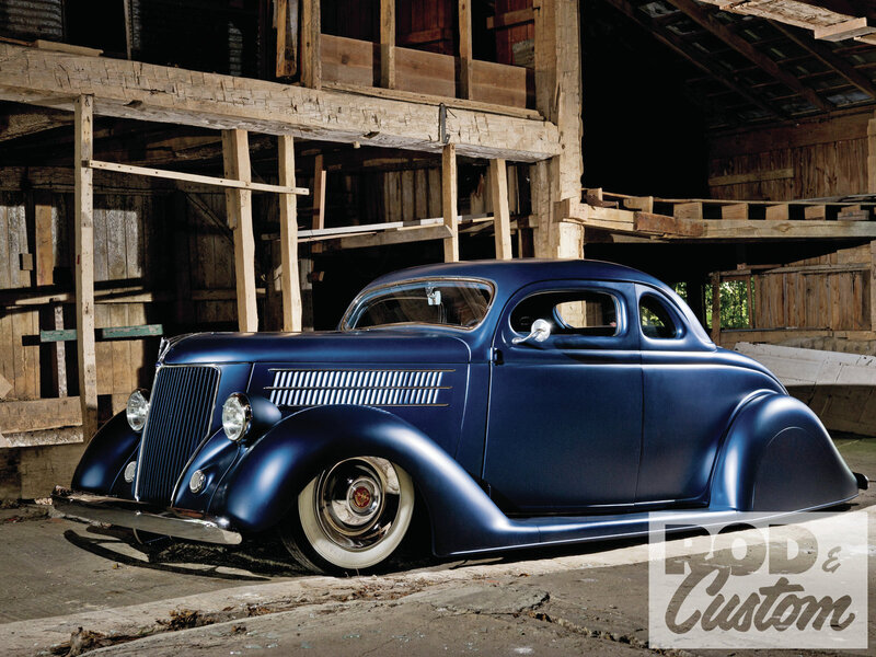 Blue Vintage Car — Dramatic, Photograph, Wooden Barn