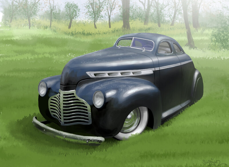 Blue Vintage Car — Green