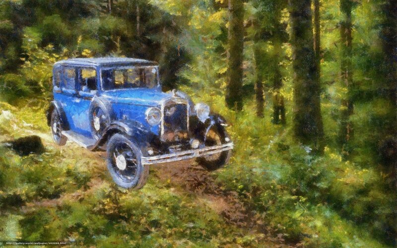 Blue Vintage Car in Forest — Serene