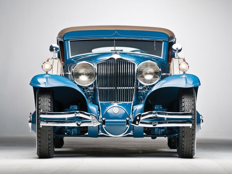 Blue Vintage Car — Neutral, Photograph, Headlights