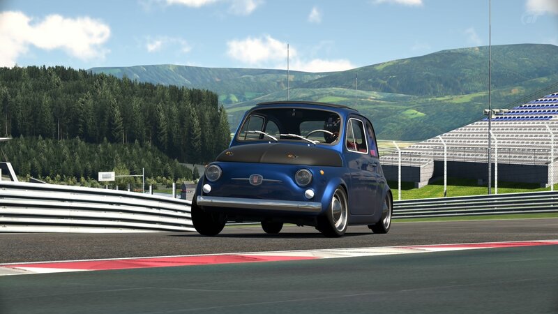 Blue Vintage Car on Track