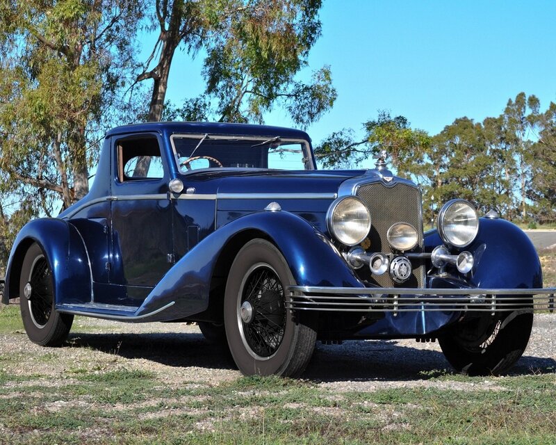 Blue vintage car outdoors