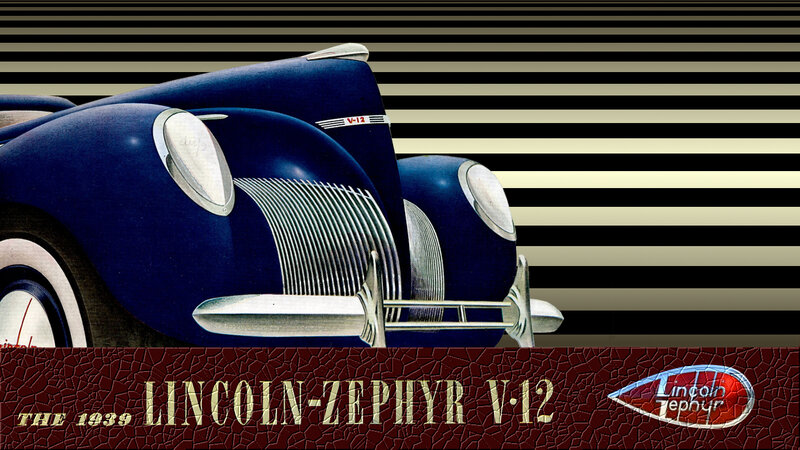 Blue Vintage Car — Retro, Illustration