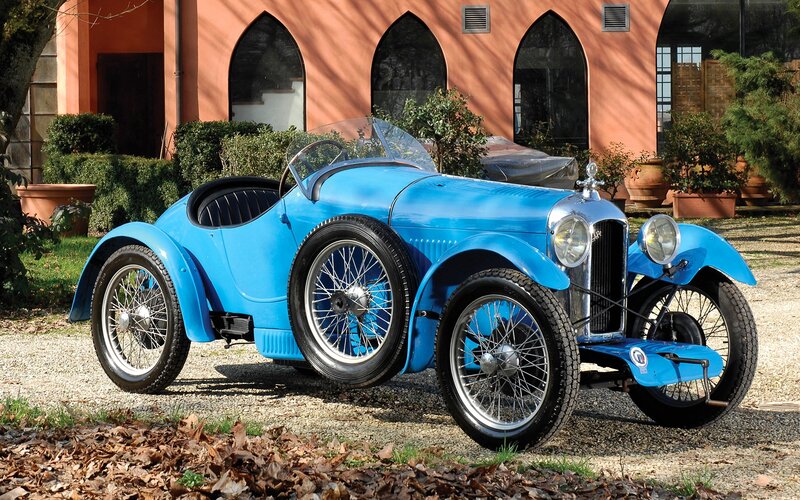 Blue Vintage Car — Serene, Afternoon, Photograph, Building, Potted Plants