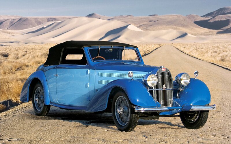 Blue Vintage Car — Serene, Afternoon, Photograph, Desert, Sand Dunes