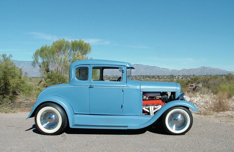 Blue Vintage Car — Serene, Afternoon, Photograph, Mountains