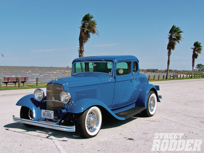 Blue Vintage Car — Serene, Afternoon, Photograph, Palm Trees